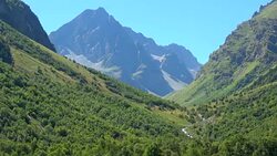 View lake scenes in mountains, national park Dombai, Caucasus, Russia, Europe Stock Footage