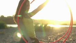 girl with Hoop in nature Stock Footage
