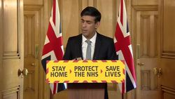 Chancellor Rishi Sunak answering questions during coronavirus daily press briefing News Clip