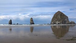 Haystack Rock at Cannon Beach Oregon Stock Footage