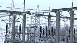 Transformer substation. High-voltage SF6 circuit breaker. Circuit breaker high voltage.  Part of high-voltage substation with switches and disconnectors. Stock Footage