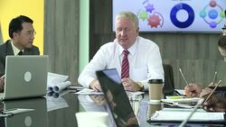 Multi-ethnic group of people attentive businesspeople in meeting at the office. Stock Footage
