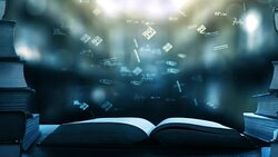 Open book with mathematical formulas flying off Stock Footage