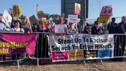 Stand Up To Racism rally and counter-protest outside Cardiff hotel News Clip