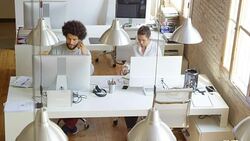 Business people working at desk in office Stock Footage