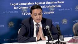 CLEAN : Iranian exiles hold Glasgow press conference to detail rights abuse claim in UK against Raisi News Clip