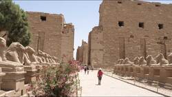 Egypt, Luxor - Karnak Temple - Acces Dromos Stock Footage