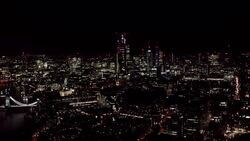 New Modern Business Buildings in the City Financial District in London at Night Stock Footage