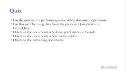 MongoDB Mastering MongoDB for Beginners (Theory and Projects) - Quiz (Delete Operation) - `1 Instructional Video