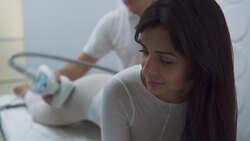 Beautiful girl in massage salon Stock Footage