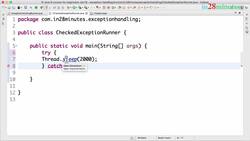 Java Programming for Complete Beginners - Java 16 - Step 07 - Checked Exceptions versus Unchecked Exceptions - an Example Instructional Video