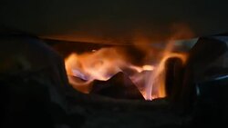 Fire spot at stove for cooking,Fire charcoal in stove for cooking food. Stock Footage