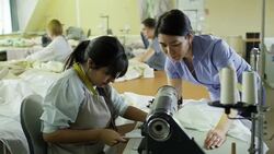 Women Working at Sewing Factory Stock Footage