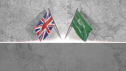 british and saudi Flags Stock Footage