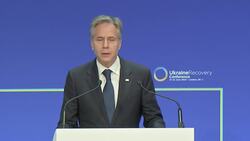 US Secretary of State Antony Blinken speaks at the Ukraine Recovery Conference News Clip