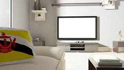 Couch and TV With Flag of Brunei Stock Footage