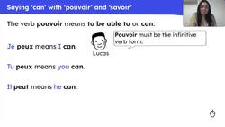 What you can and can't do: 'pouvoir' and 'savoir' singular persons Instructional Video