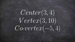 Learn to write the equation of the ellipse given the center and vertex and co vertex Instructional Video