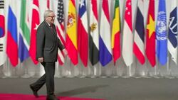 Shinzo Abe and Guiseppe Conte handshake News Clip