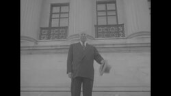 Newly appointed Supreme Court Justice Earl Warren photo opportunities on steps of US Supreme Court News Clip