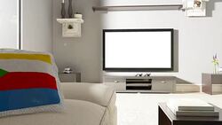 Couch and TV With Flag of The Comoros Stock Footage