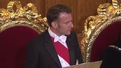 President Macron speaks at a banquet on his penultimate day of state visit News Clip