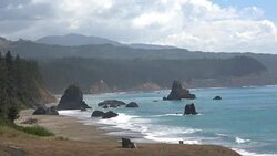 Sea stack Rocks at Port Orford Oregon Stock Footage