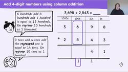 Add up to 3 four-digit numbers using column addition Instructional Video