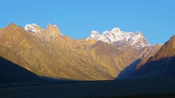 Landscape of snow mountain at Karsha village , Zanskar Ladakh Jammu Kashmir India. Stock Footage