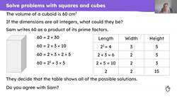 Problem solving with factors, multiples, squares and cubes Instructional Video