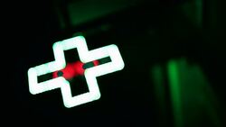 Pharmacy store, Green neon Stock Footage