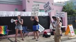 CLEAN : Abortion rights supporters, opponents protest outside Mississippi abortion clinic News Clip