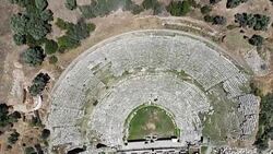 Aerial View of The Ancient City Nysa Stock Footage