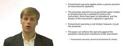Presentment Warranty of a Negotiable Instrument Instructional Video
