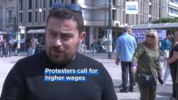 Protesting Greeks show their anger at unemployment and low wages News Clip