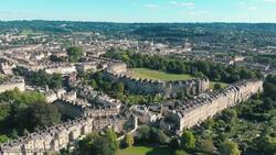Drone Views of Bath: English Heritage and Historical Landmarks Unveiled Stock Footage