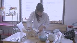 4K Movie of Asian Beautiful female chef cooking and baking brownie cake in the kitchen Stock Footage