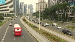 CLEAN : Images of a Jakarta highway as Indonesia reimposes virus restrictions News Clip