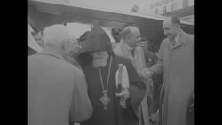 National Council of Churches Pres. Eugene Carson Blake greets Russian bishops upon their arrival in New York News Clip