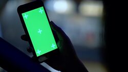 Digital marketing : Hand using mobile phone at night Stock Footage