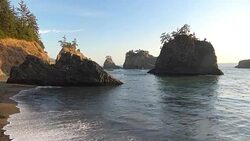 Sunset Sky Above the Sea Stack Islands on the Oregon Coast Stock Footage
