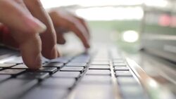 Woman Typing On Laptop Keyboard,Close-up Stock Footage