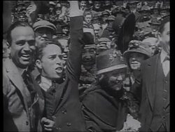 War bond rally with Marie Dressler, Mary Pickford, Charlie Chaplin, and Douglas Fairbanks, 1917, WWI Stock Footage