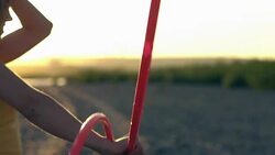 girl with Hoop in nature Stock Footage