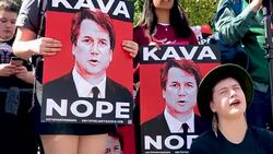 Protesters Demonstrate Against President Trump's Supreme Court Nominee Brett Kavanaugh At The Supreme Court Stock Footage
