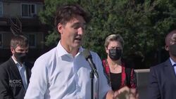 Trudeau is asked whether protesters will face charges for throwing gravel News Clip