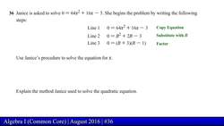 Regents Exam: Algebra I August 2016 (Problem 36 of 37) Instructional Video