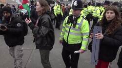 Pro-Palestine protesters gather for a rally in Westminster News Clip