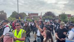 Laurence Fox joins a group protesting against a monthly drag act for children News Clip