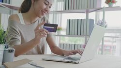 close-up woman's hand using credit card Stock Footage